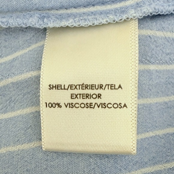 Ann Taylor Womens Blue White Striped Smocked V-Neck Pleated Viscose Blouse Sz M - Picture 7 of 11